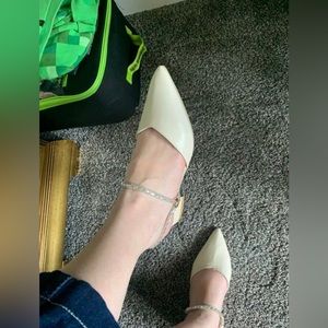 Rhinestone Decor Wedding Flats Low Heels Wedding Shoes for Bride Block Heel